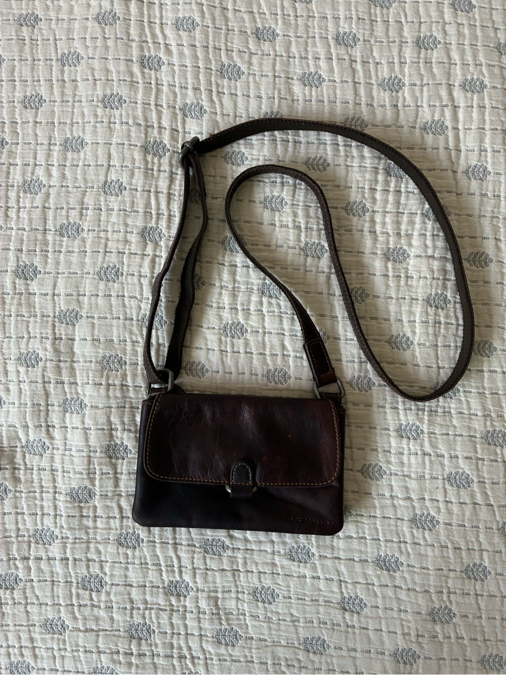 Jack Georges Brown Leather Voyager Mini Crossbody Bag